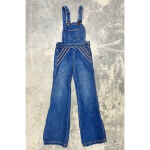 We The Free People Chasing Rainbows Denim Overalls Size 0 Festival Flare Hippie